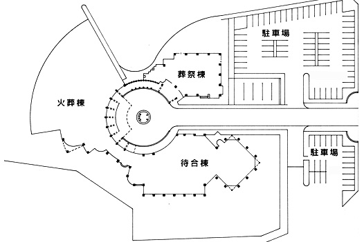 北大谷斎場の全体図